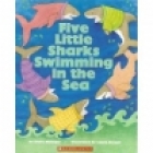Five little sharks swimming in the sea