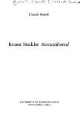 Ernest Buckler remembered