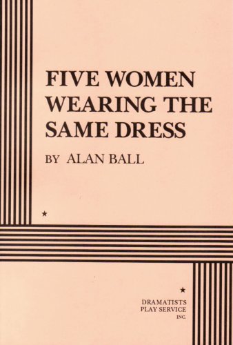 Five women wearing the same dress