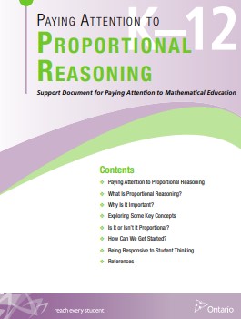 Paying attention to proportional reasoning : support document for paying attention to Mathematical Education