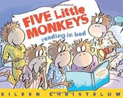 Five little monkeys reading in bed