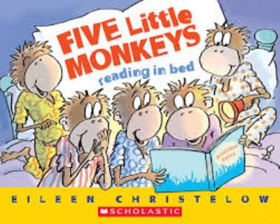 Five little monkeys reading in bed