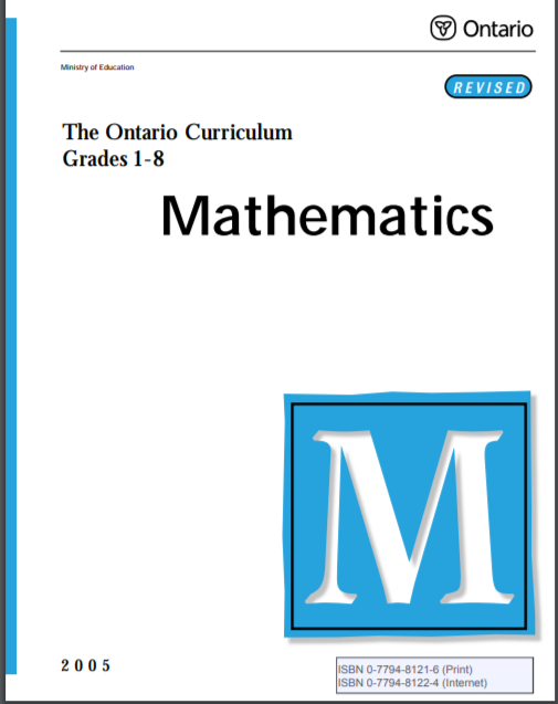 The Ontario curriculum, grades 1-8. Mathematics /