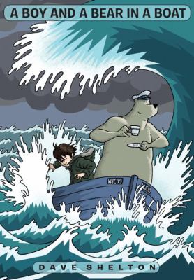 A boy and a bear in a boat