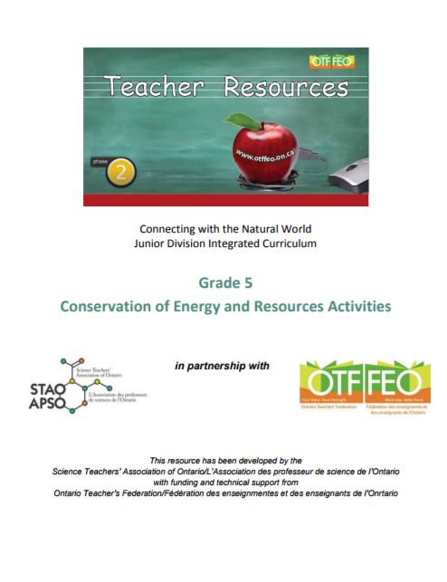 Grade 5 conservation of energy and resources activities