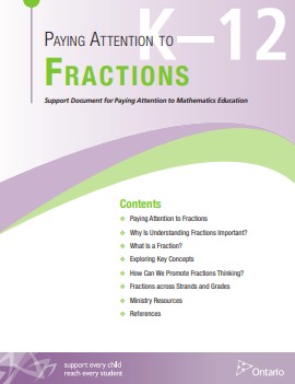 Paying attention to fractions : support document for paying attention to mathematics education.