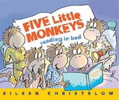 Five little monkeys reading in bed