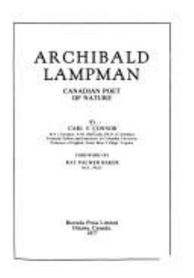 Archibald Lampman : Canadian poet of nature