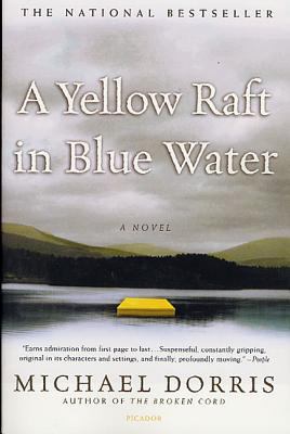 A yellow raft in blue water