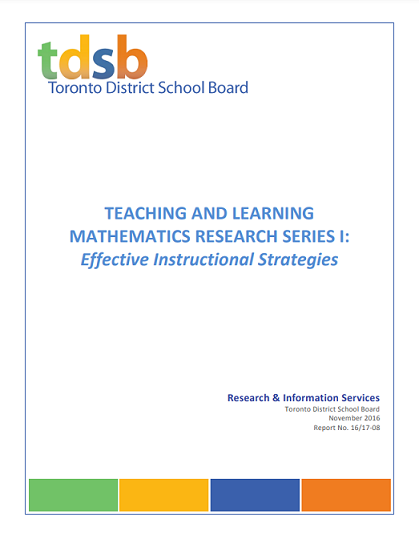 Teaching and learning mathematics research series I : effective instructional strategies