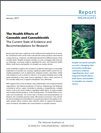 The Health effects of cannabis and cannabinoids : the current state of evidence and recommendations for research