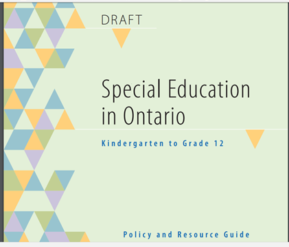 Special education in Ontario : kindergarten to grade 12 : policy and resource guide.