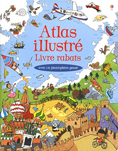 Atlas illustré : livre rabats avec un planisphère géant