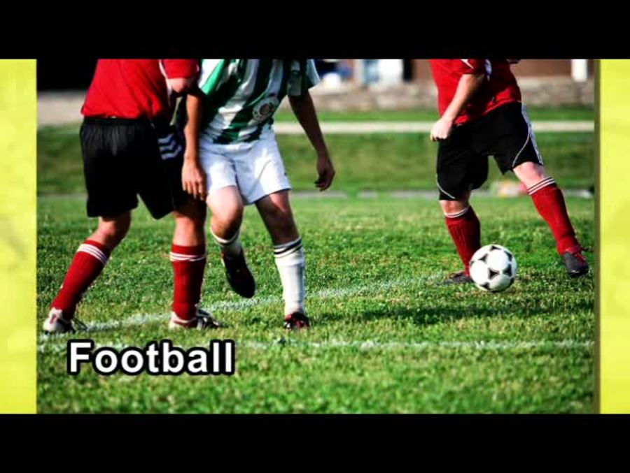 Playing soccer