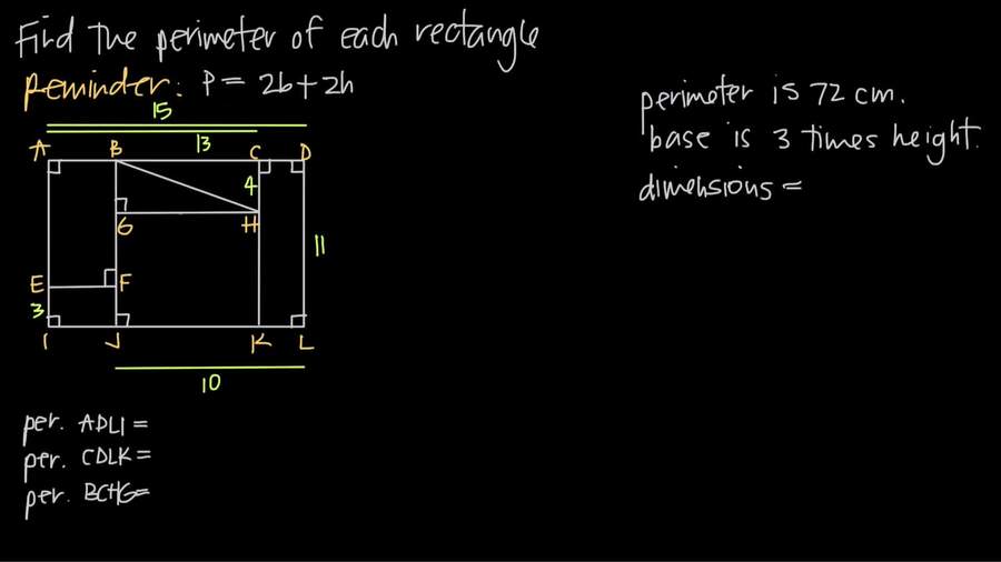 Perimeter of a Rectangle : Geometry-Quadrilaterals
