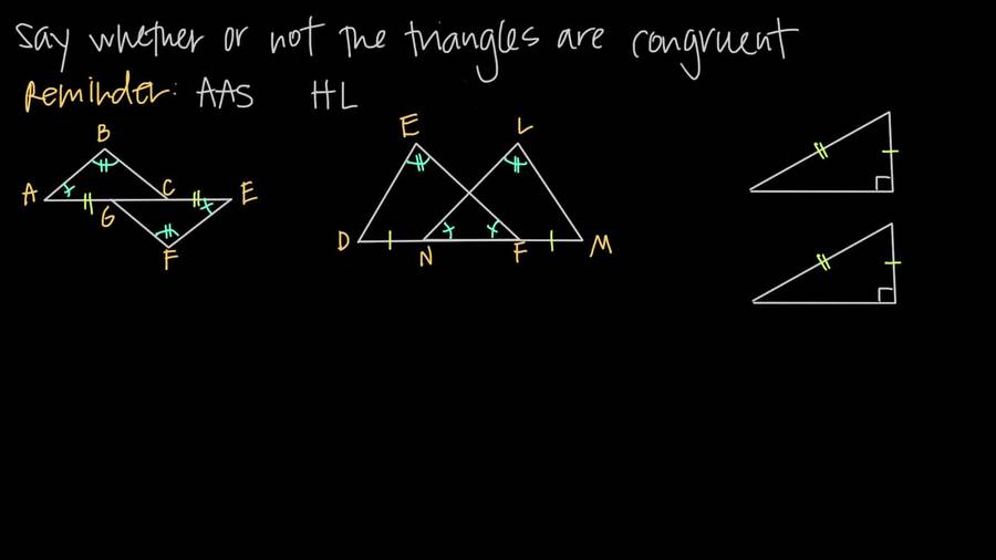 Triangle Congruence with AAS, HL : Geometry-Triangle Congruence