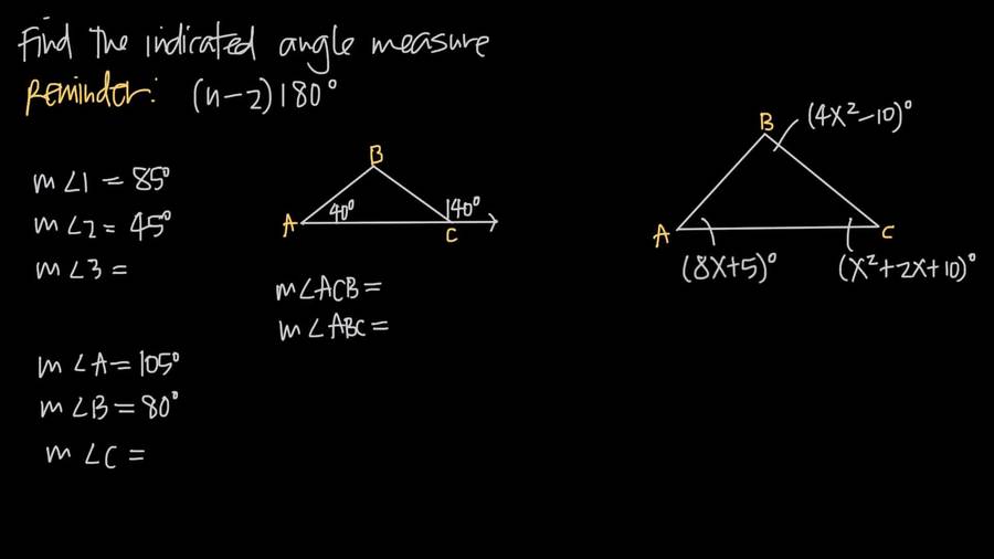 Interior Angles of Triangles : Geometry-Parallels and Polygons