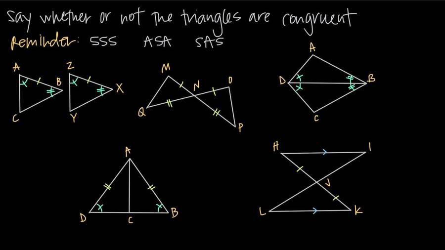 Triangle Congruence with SSS, ASA, SAS : Geometry-Triangle Congruence