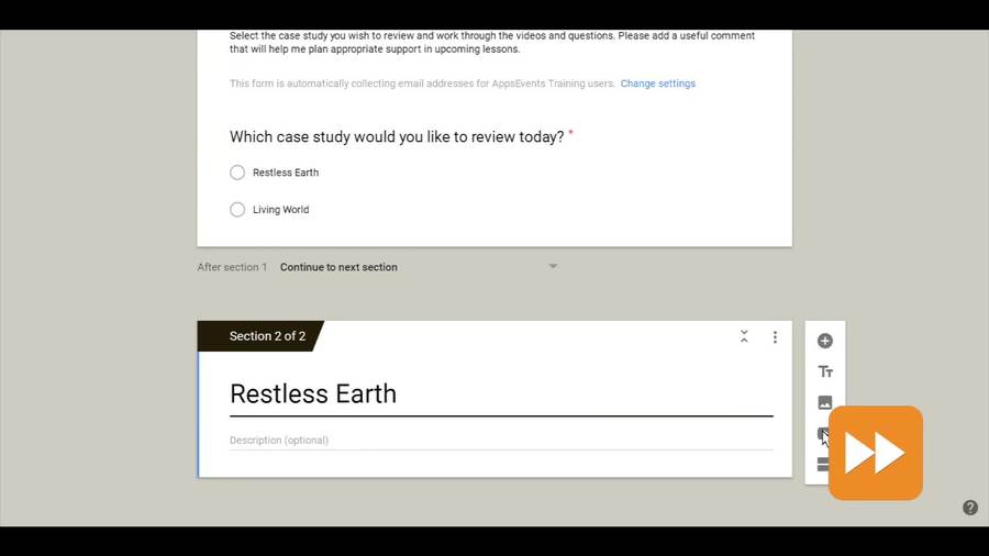 Google Forms, Using Sections