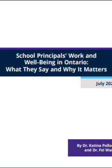 School principals' work and well-being in Ontario : what they say and why it matters