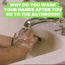 Why do we wash our hands after going to the bathroom?