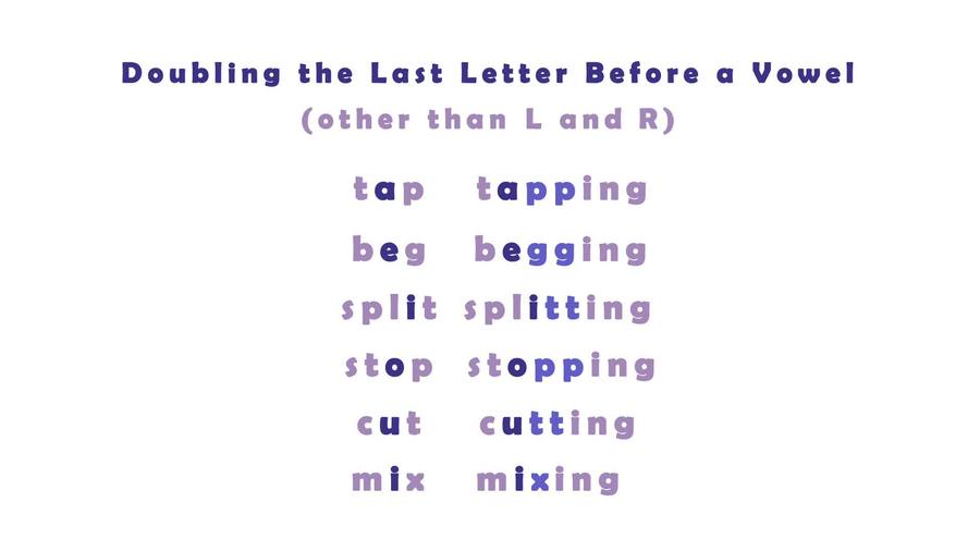 Doubling the last letter if it's not an 'l' or 'r'