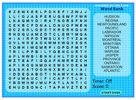 Canada Interactive Word Search