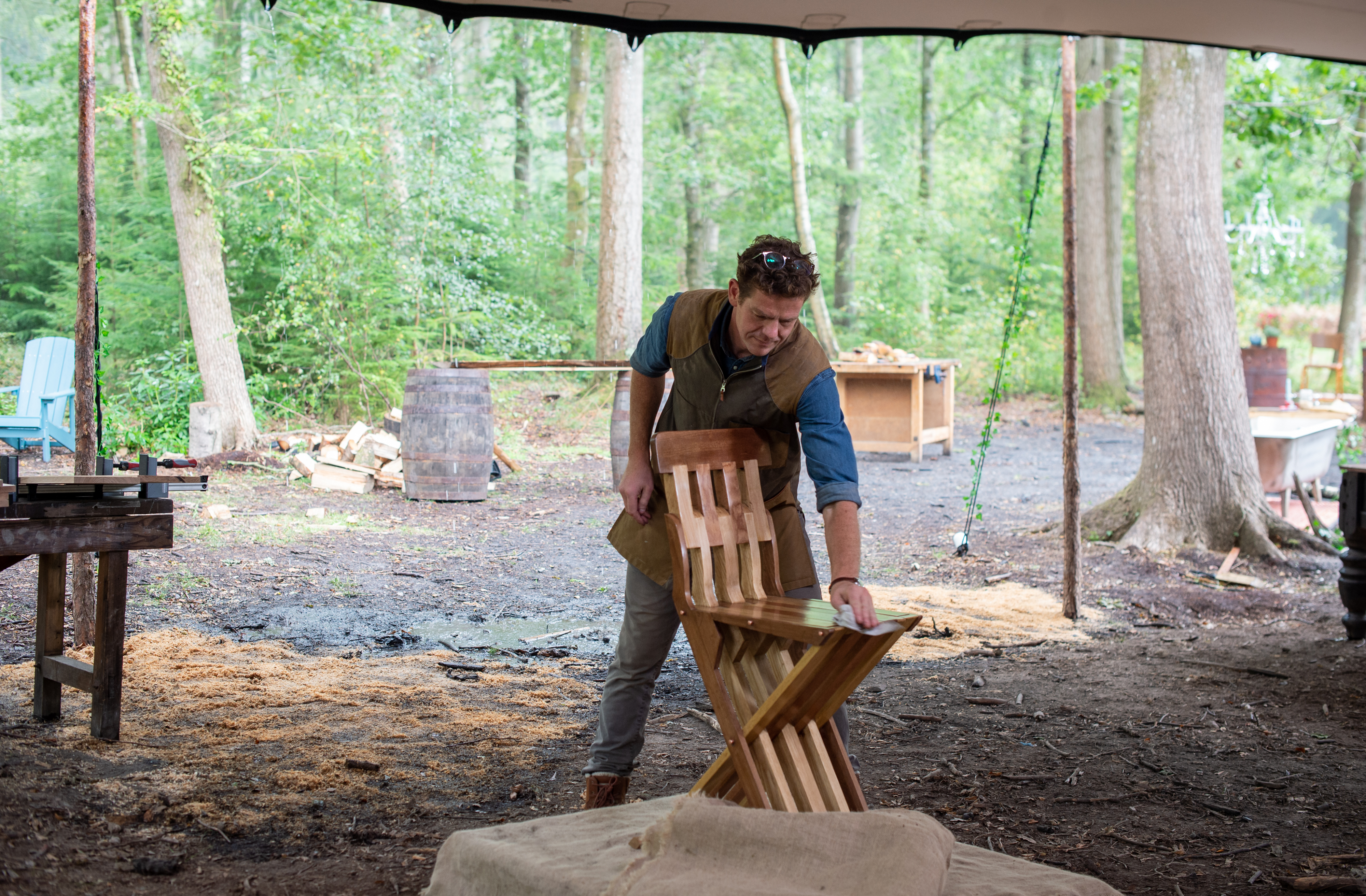 Folding Chair, Ottoman and Folding Mirror: Kings of the Wood, Season One, Ep. 3.