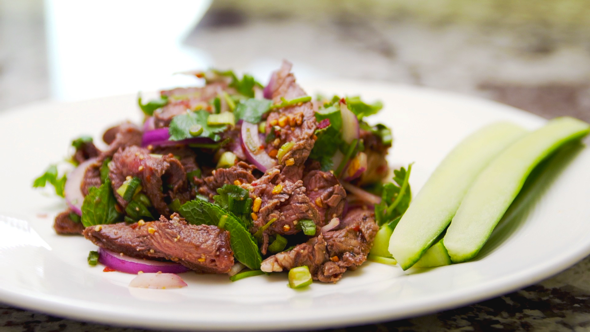 Spicy Beef Salad: Try Thai Tonight, Season 2.