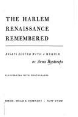 The Harlem renaissance remembered; : essays,