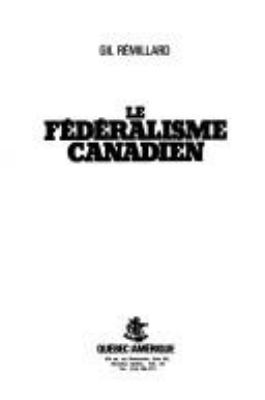 Le fédéralisme canadien